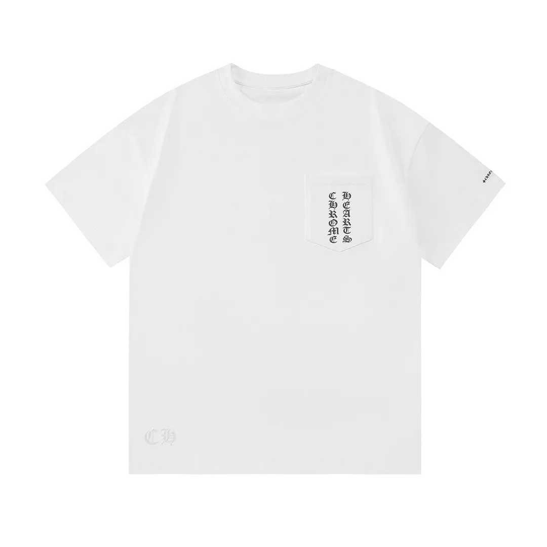 P150 Chrome Hearts 2026 early spring new style, chest pocket, front and back printed logo, same style for men and women, short-sleeved T-shirt ·Customized 300 grams of 100% double yarn pure cotton fabric ·Dyeing of 32 double-strand threads ·Collar label, hangtag, main mark and three labels complete Color: White Size: XS S M L